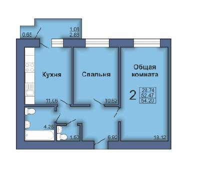 2-комнатная 54.2 м² в ЖК по бул. Боровиковського, 4 от 11 500 грн/м², Полтава