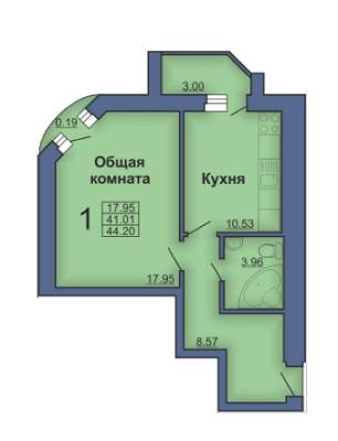 1-комнатная 44.2 м² в ЖК на Павленковской площади, 3Б от застройщика, Полтава