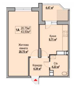 1-комнатная 43.5 м² в ЖК на вул. Гоголя, 251 от 14 850 грн/м², Черкассы