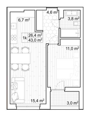 1-комнатная 43 м² в ЖК San Francisco Creative House от 26 330 грн/м², Киев