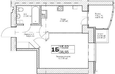 1-комнатная 38.95 м² в ЖК Паркова Оселя от 14 500 грн/м², г. Буча