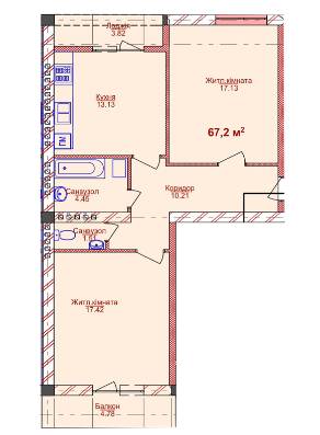 2-комнатная 67.2 м² в ЖК Парковый от 14 750 грн/м², Ужгород