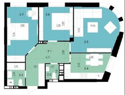 3-комнатная 69.2 м² в ЖК Парус Riverside от 15 650 грн/м², Ужгород