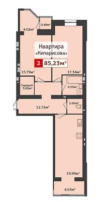 2-комнатная 85.23 м² в ЖК Полесье от 9 500 грн/м², Житомир