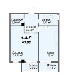 1-комнатная 63.08 м² в ЖК Резиденция от 31 250 грн/м², Харьков