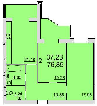 2-комнатная 76.23 м² в ЖК Резиденция от 12 000 грн/м², Винница