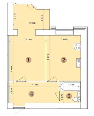 1-комнатная 43.73 м² в ЖК Резиденция от 13 300 грн/м², Запорожье