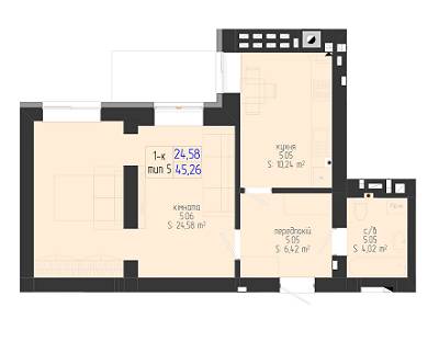 1-комнатная 45.26 м² в ЖК Сакура от 14 900 грн/м², с. Крюковщина