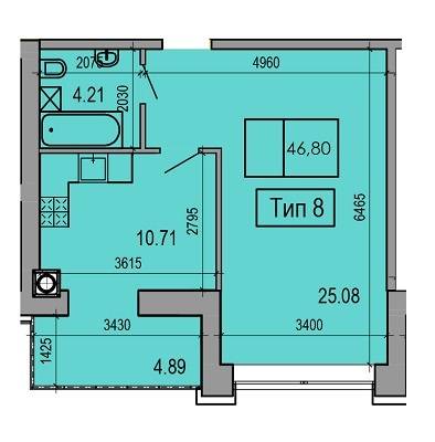 1-комнатная 46.8 м² в ЖК Салют от застройщика, Днепр