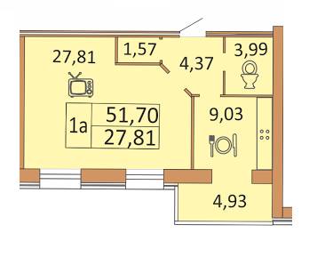 1-комнатная 51.7 м² в ЖК Андорра от 12 000 грн/м², Винница
