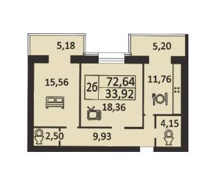 2-комнатная 72.64 м² в ЖК Андорра от 11 000 грн/м², Винница