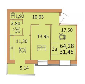 2-комнатная 64.28 м² в ЖК Андорра от 11 000 грн/м², Винница