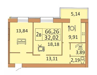 2-комнатная 66.26 м² в ЖК Андорра от 11 000 грн/м², Винница
