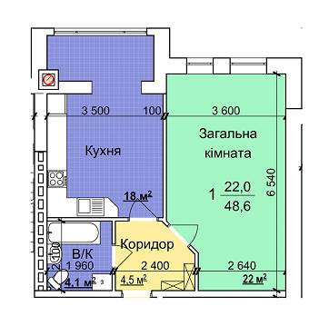 1-комнатная 48.7 м² в ЖК Семейный квартал от 12 000 грн/м², с. Требухов