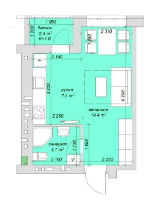1-комнатная 27.6 м² в ЖК Софиевский пассаж от 20 640 грн/м², с. Софиевская Борщаговка