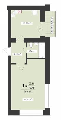 1-кімнатна 42.72 м² в ЖК Центральний від 19 930 грн/м², м. Буча