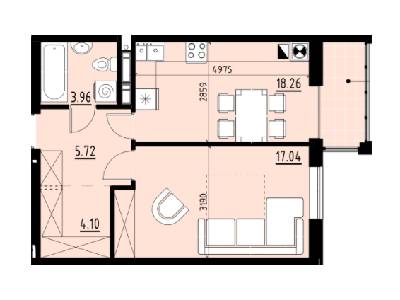 1-комнатная 49.08 м² в ЖК Globus Comfort от 12 900 грн/м², Львов