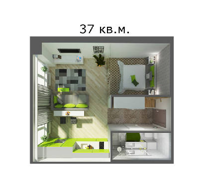 1-комнатная 37 м² в ЖК Smart House от 38 890 грн/м², Киев