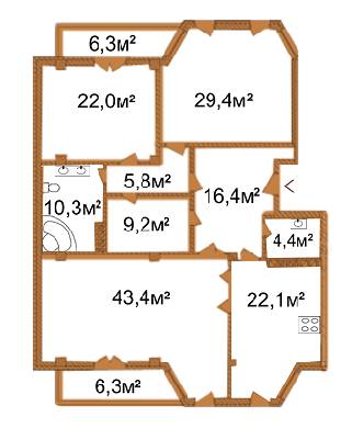 3-комнатная 167.2 м² в КД Arch House от 53 800 грн/м², Киев
