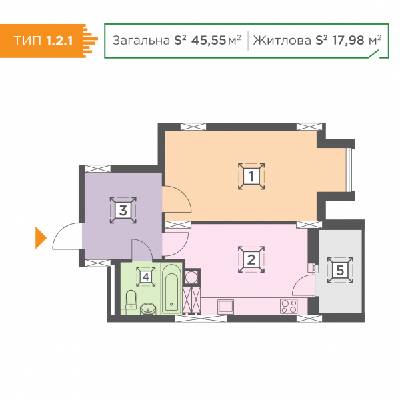 1-комнатная 45.55 м² в ЖК Melody Park от 14 700 грн/м², с. Пролиски