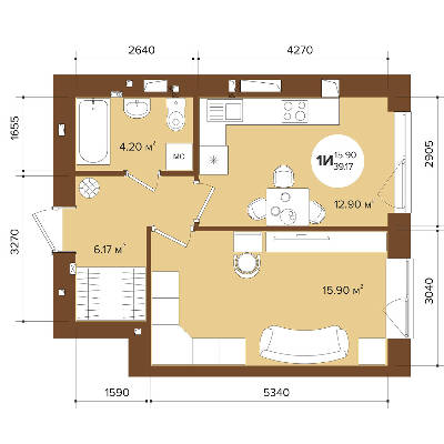 1-комнатная 39.17 м² в ЖК Фаворит Premium от 26 050 грн/м², г. Ирпень