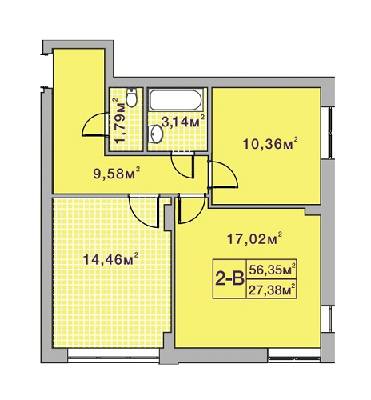 2-комнатная 56.35 м² в ЖК Центральный-2 от 24 400 грн/м², г. Ирпень
