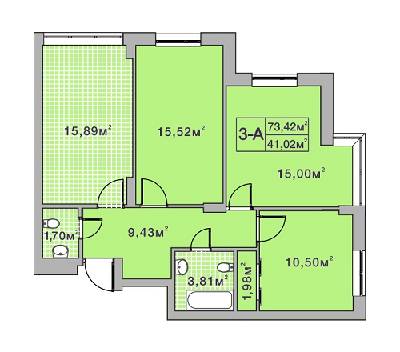 3-комнатная 73.42 м² в ЖК Центральный-2 от 23 800 грн/м², г. Ирпень