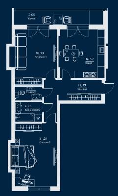 2-комнатная 77.28 м² в ЖК Einstein Concept House от 47 050 грн/м², Киев