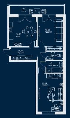 2-комнатная 75.54 м² в ЖК Einstein Concept House от 43 600 грн/м², Киев