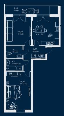 2-комнатная 72.83 м² в ЖК Einstein Concept House от 43 600 грн/м², Киев