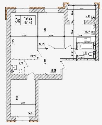 3-комнатная 87.69 м² в ЖК AGAM от 19 000 грн/м², с. Крюковщина