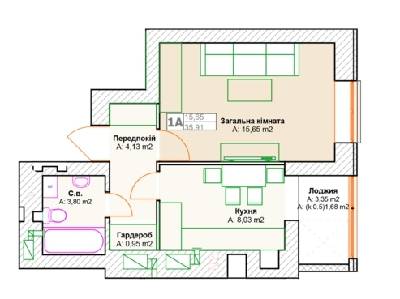 1-кімнатна 35.91 м² в ЖК Фортуна-2 від 14 900 грн/м², м. Ірпінь