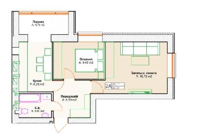 2-кімнатна 49.52 м² в ЖК Фортуна-2 від 15 400 грн/м², м. Ірпінь