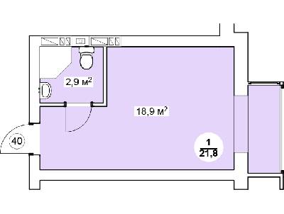 Смарт 21.8 м² в ЖК Новая Дания от 15 900 грн/м², с. Софиевская Борщаговка