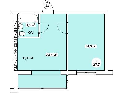 1-комнатная 37.7 м² в ЖК Новая Дания от 12 100 грн/м², с. Софиевская Борщаговка
