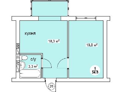 1-комнатная 34.6 м² в ЖК Новая Дания от 13 250 грн/м², с. Софиевская Борщаговка