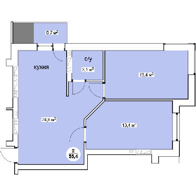 2-комнатная 55.4 м² в ЖК Новая Дания от 13 500 грн/м², с. Софиевская Борщаговка