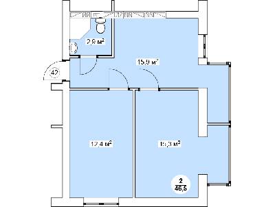 2-кімнатна 46.5 м² в ЖК Нова Данія від 12 100 грн/м², с. Софіївська Борщагівка