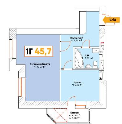 1-комнатная 45.7 м² в ЖК Continent от 15 000 грн/м², г. Буча