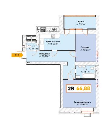 2-комнатная 66.88 м² в ЖК Continent от 23 900 грн/м², г. Буча