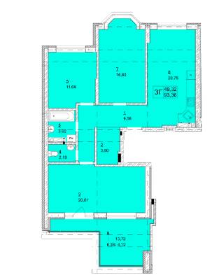 3-комнатная 93.36 м² в ЖК Гранд Бурже от 20 350 грн/м², г. Буча