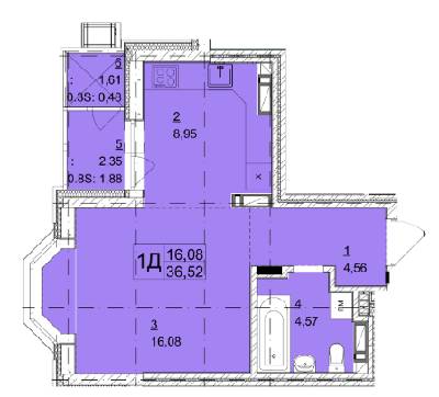 1-комнатная 36.52 м² в ЖК Гранд Бурже от 24 255 грн/м², г. Буча