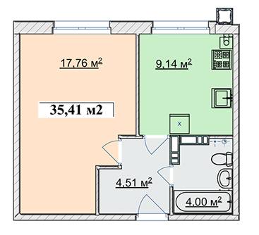 1-комнатная 35.41 м² в ЖК Ягода от 13 500 грн/м², пгт Гостомель