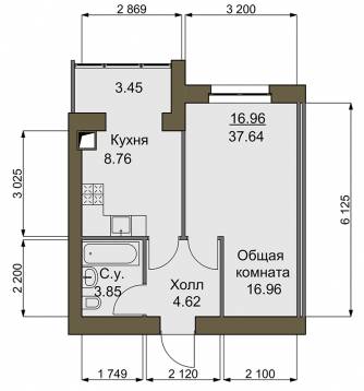 1-комнатная 37.7 м² в ЖК Софиевский квартал от 16 500 грн/м², с. Софиевская Борщаговка