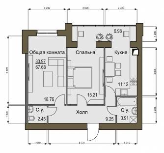 2-кімнатна 67.68 м² в ЖК Софіївський квартал від 15 100 грн/м², с. Софіївська Борщагівка