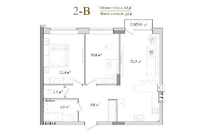 2-комнатная 61.6 м² в КД DeLuxe от 20 500 грн/м², г. Ирпень