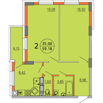 2-комнатная 59.18 м² в ЖК Софиевский пассаж от 17 200 грн/м², с. Софиевская Борщаговка