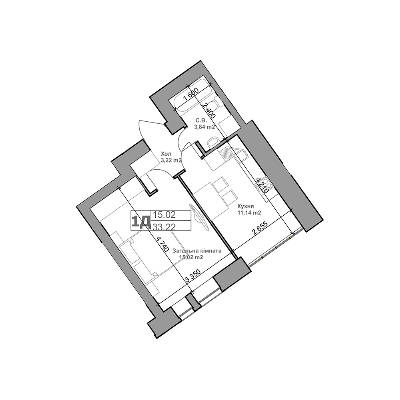 1-комнатная 33.22 м² в ЖК Родной от 13 800 грн/м², с. Гатное
