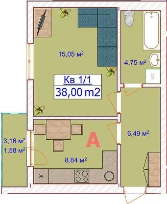 1-комнатная 38 м² в ЖК Цветочный от 15 450 грн/м², пгт Ворзель