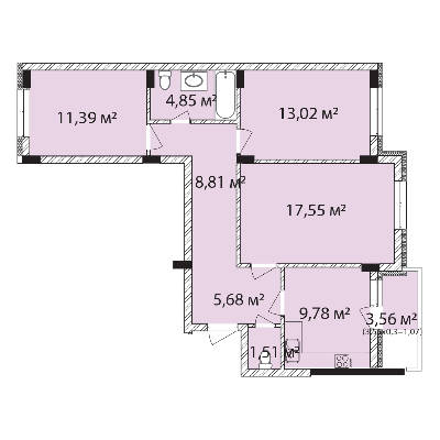 3-кімнатна 73.66 м² в ЖК Лавандовий від 15 700 грн/м², м. Бровари